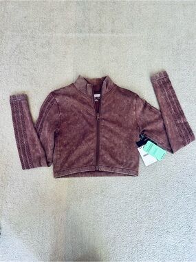 Forever 21 Washed Mauve Cropped Zip Bomber Jacket